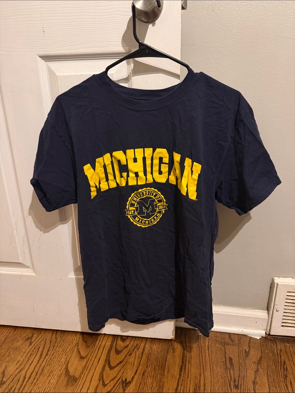 Champion Navy Short Sleeve Tee with Yellow Chest Logo